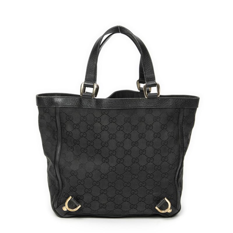 Gucci Small Abby Dring Tote Bag Black GG Canvas AB