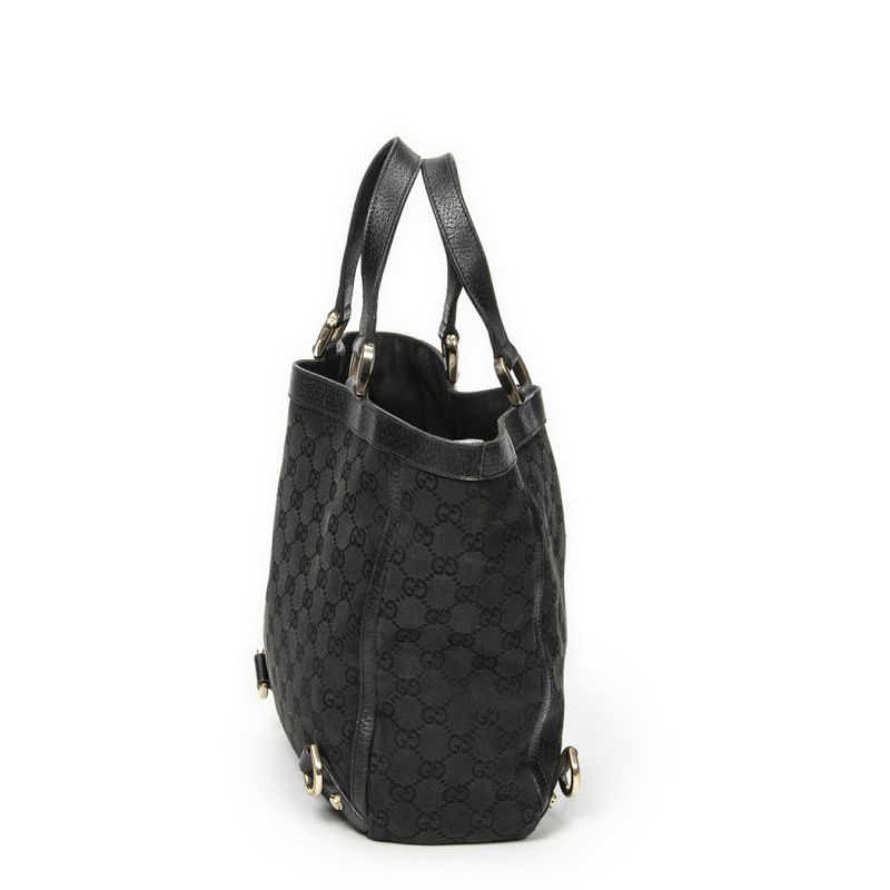 Gucci Small Abby Dring Tote Bag Black GG Canvas AB
