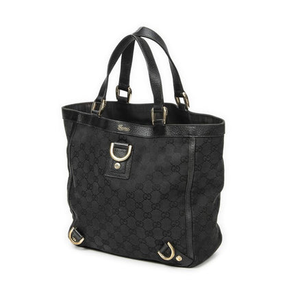 Gucci Small Abby Dring Tote Bag Black GG Canvas AB