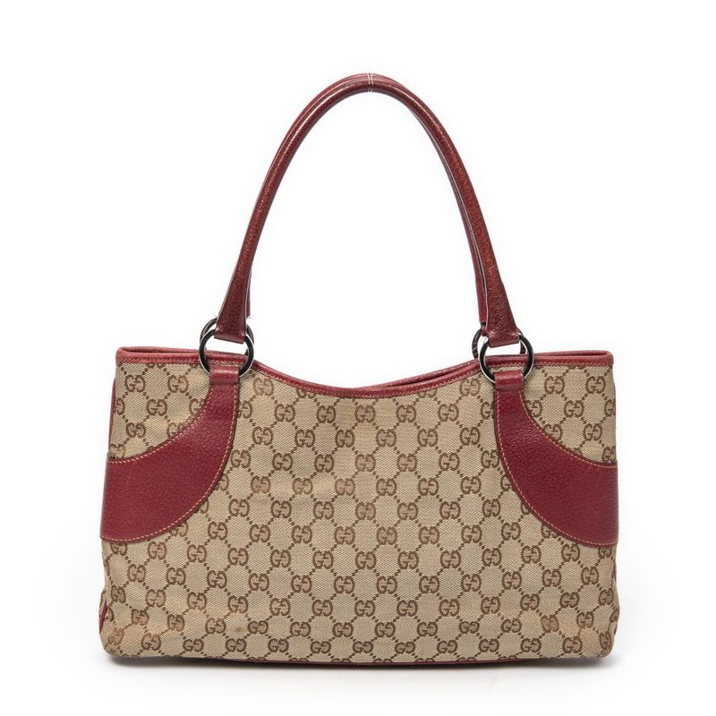 Gucci Tote Bag Beige/red GG Canvas AB