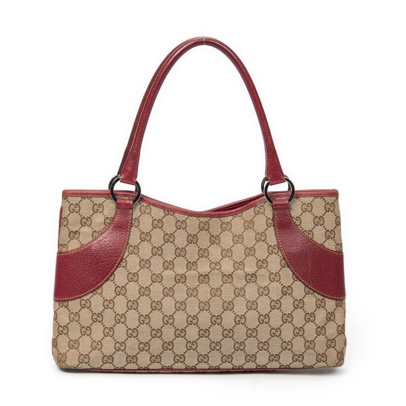 Gucci Tote Bag Beige/red GG Canvas AB