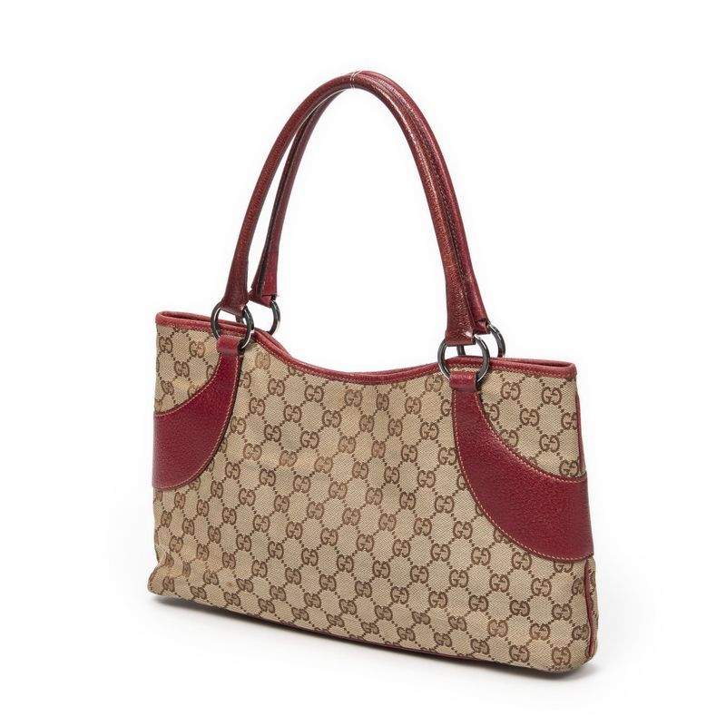 Gucci Tote Bag Beige/red GG Canvas AB