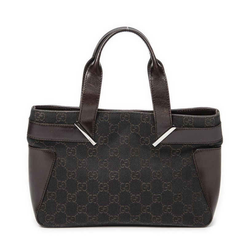 Gucci Small Shopping Tote Dark Brown GG Denim Canvas AB