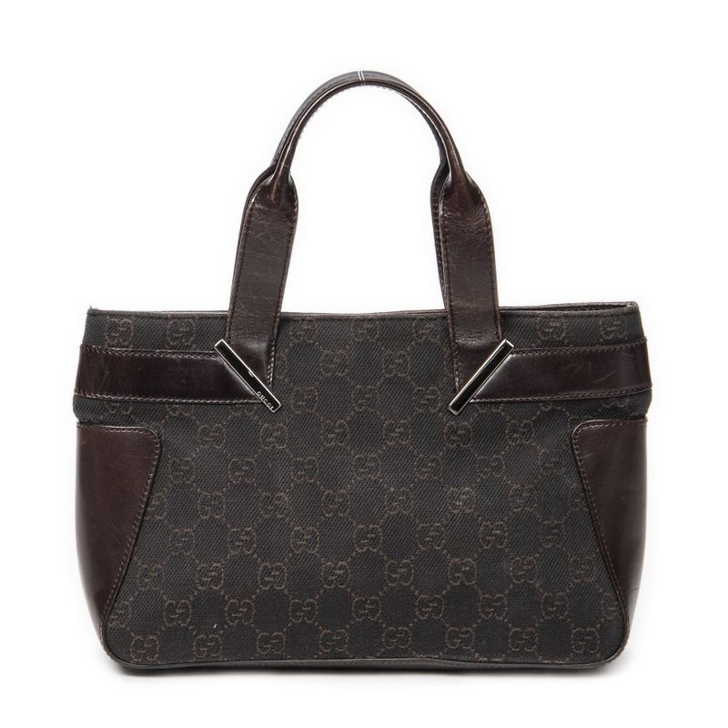 Gucci Small Shopping Tote Dark Brown GG Denim Canvas AB
