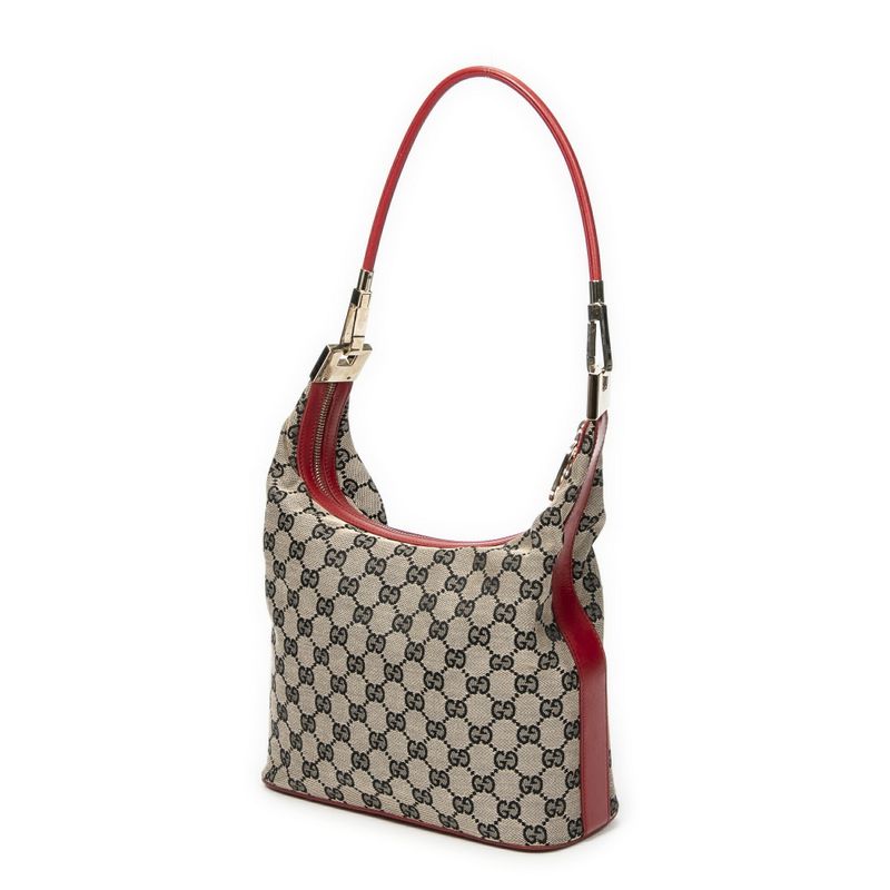 Gucci Zip Hobo Beige Red Black GG Canvas A