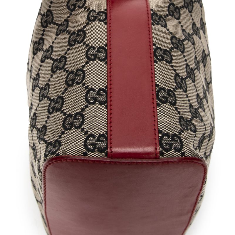 Gucci Zip Hobo Beige Red Black GG Canvas A