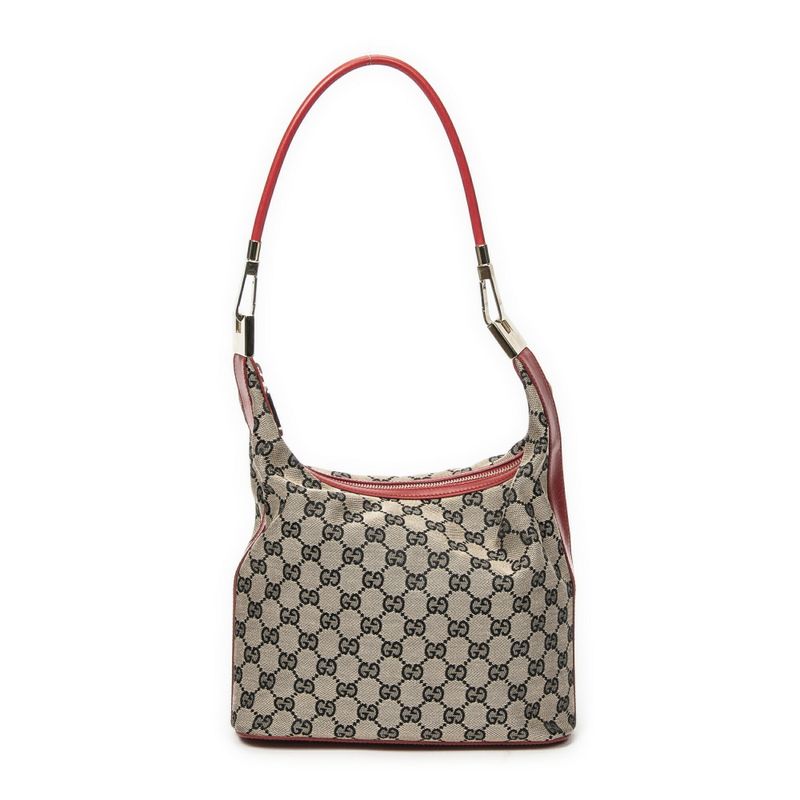 Gucci Zip Hobo Beige Red Black GG Canvas A