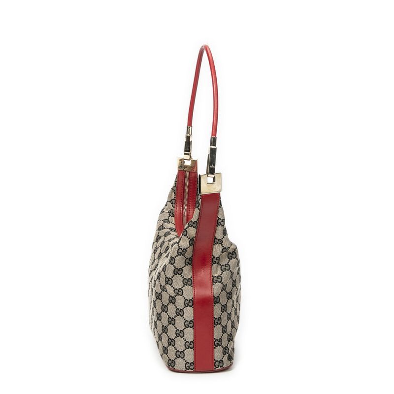 Gucci Zip Hobo Beige Red Black GG Canvas A