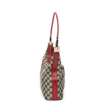 Gucci Zip Hobo Beige Red Black GG Canvas A