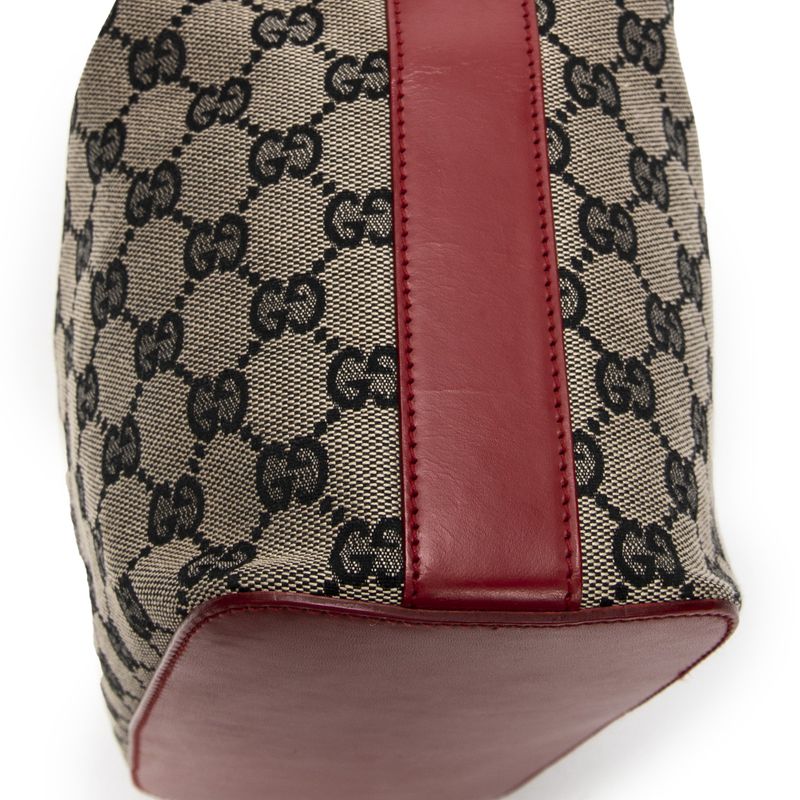 Gucci Zip Hobo Beige Red Black GG Canvas A