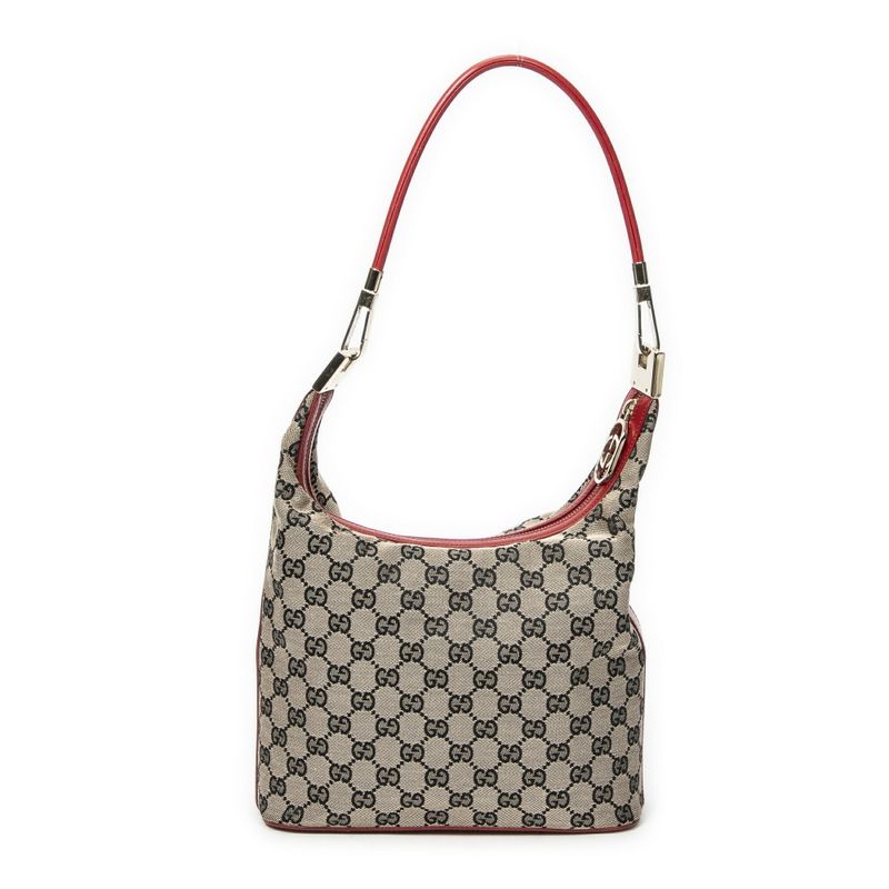 Gucci Zip Hobo Beige Red Black GG Canvas A