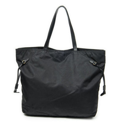 Pradadouble Front Pocket Shopping Tote Black Nylon Canvas A