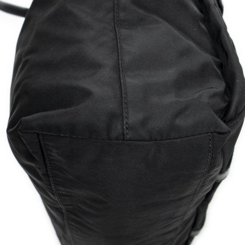 Pradadouble Front Pocket Shopping Tote Black Nylon Canvas A