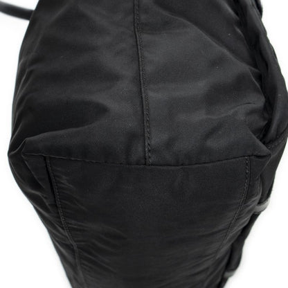 Pradadouble Front Pocket Shopping Tote Black Nylon Canvas A
