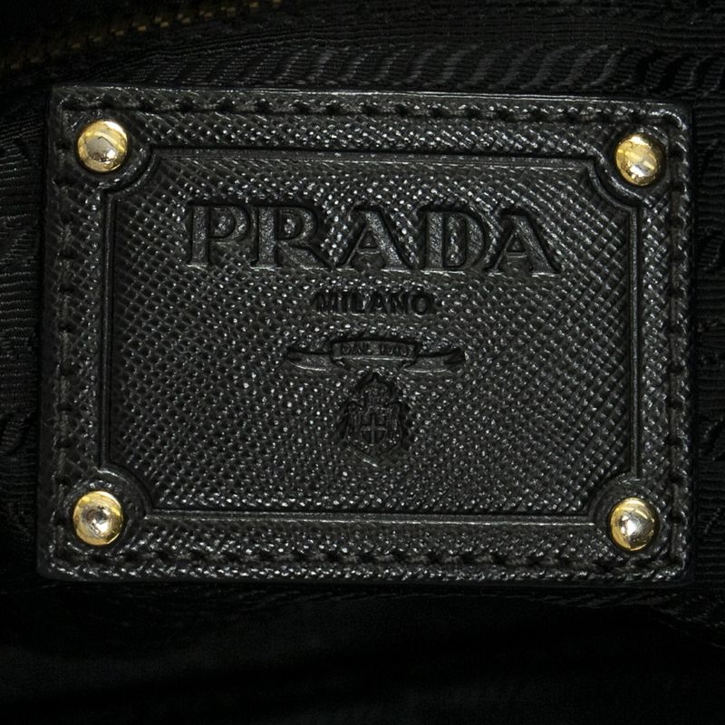 Pradadouble Front Pocket Shopping Tote Black Nylon Canvas A