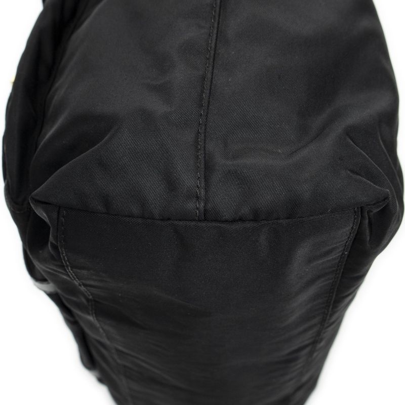 Pradadouble Front Pocket Shopping Tote Black Nylon Canvas A