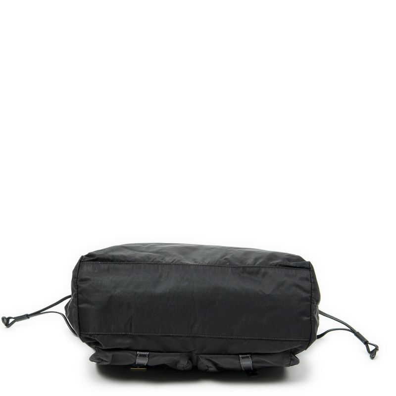 Pradadouble Front Pocket Shopping Tote Black Nylon Canvas A