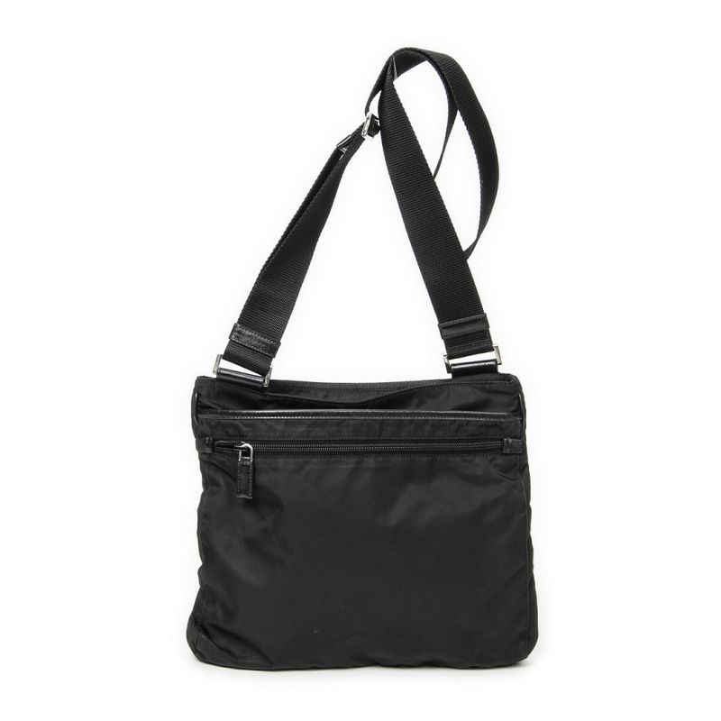 Prada Zip Messenger Crossbody Black Nylon Canvas A