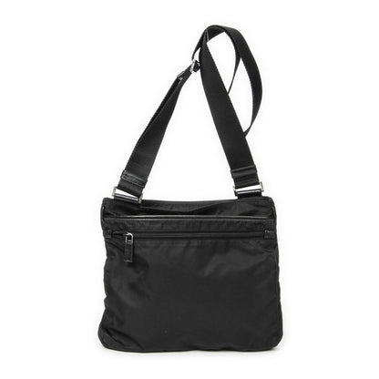 Prada Zip Messenger Crossbody Black Nylon Canvas A