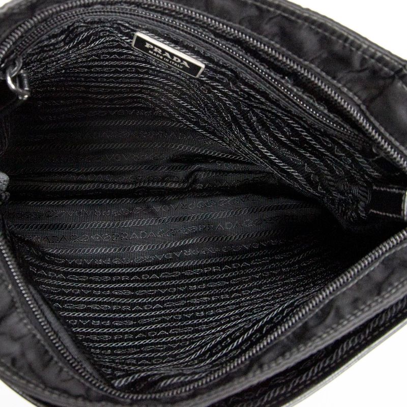 Prada Zip Messenger Crossbody Black Nylon Canvas A
