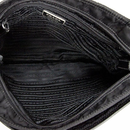 Prada Zip Messenger Crossbody Black Nylon Canvas A