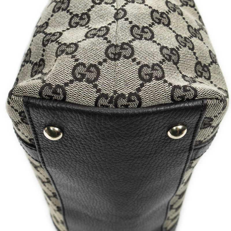 Gucci Abbey Tote Dark Brown Black Beige GG Canvas A