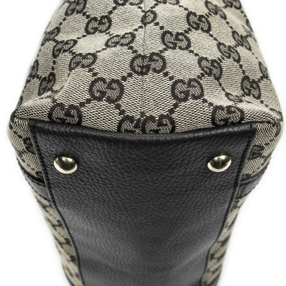 Gucci Abbey Tote Dark Brown Black Beige GG Canvas A