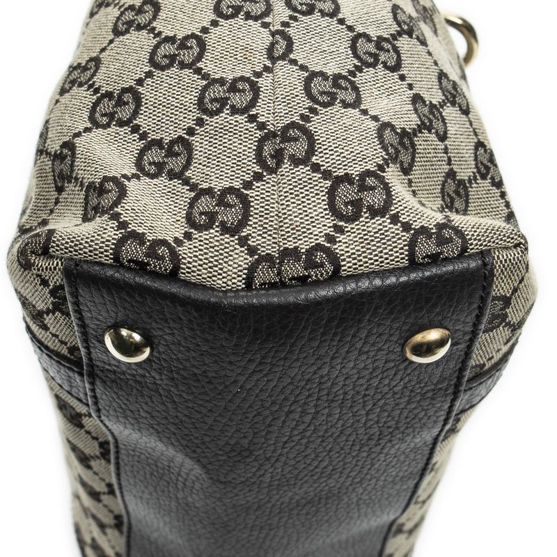 Gucci Abbey Tote Dark Brown Black Beige GG Canvas A