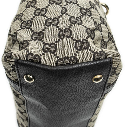 Gucci Abbey Tote Dark Brown Black Beige GG Canvas A