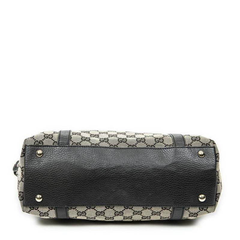 Gucci Abbey Tote Dark Brown Black Beige GG Canvas A