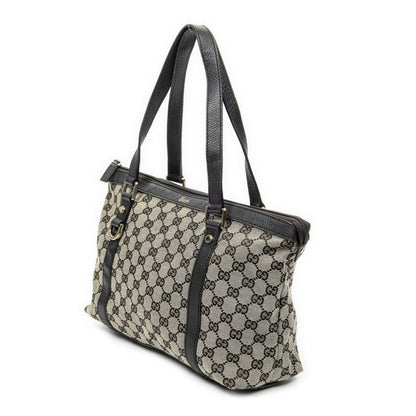 Gucci Abbey Tote Dark Brown Black Beige GG Canvas A
