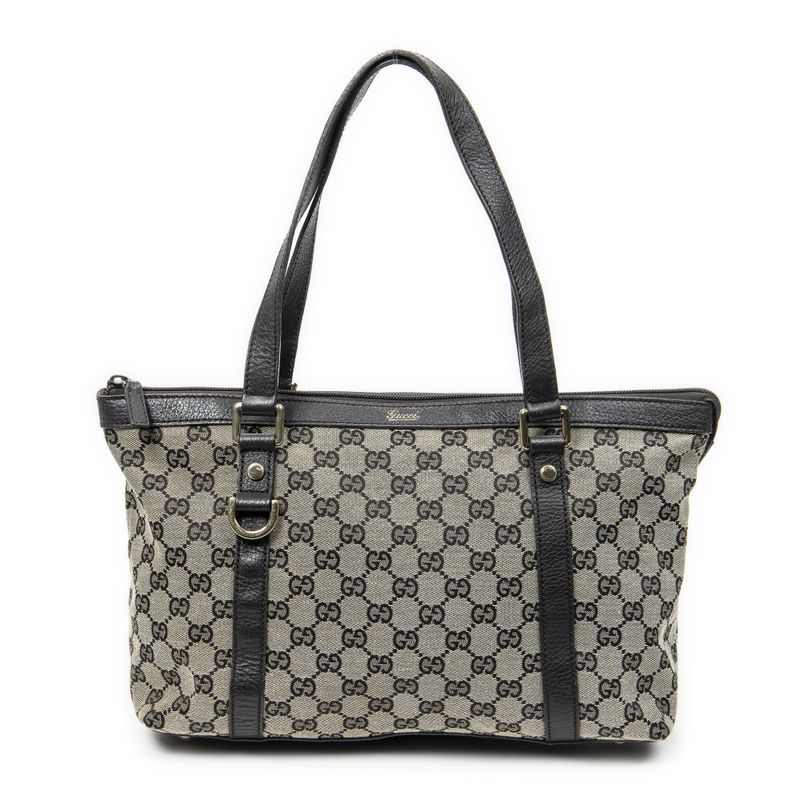 Gucci Abbey Tote Dark Brown Black Beige GG Canvas A