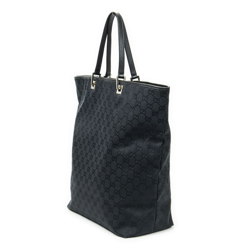 Gucci Large Vertical Shape Open Tote Black GG Canvas A