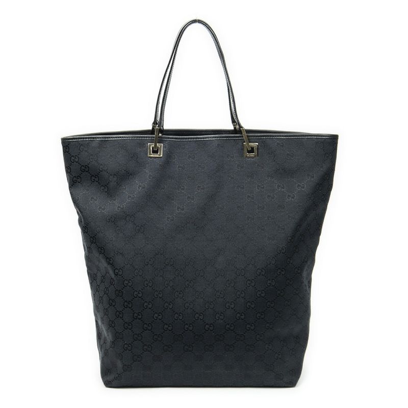 Gucci Large Vertical Shape Open Tote Black GG Canvas A