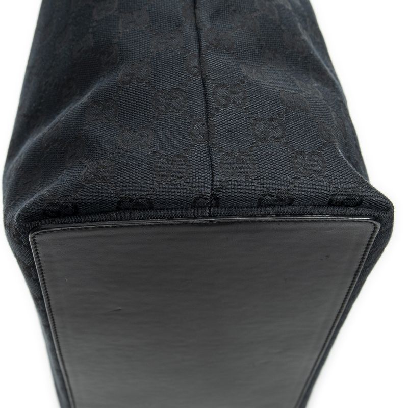 Gucci Large Vertical Shape Open Tote Black GG Canvas A