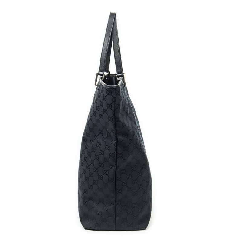 Gucci Large Vertical Shape Open Tote Black GG Canvas A