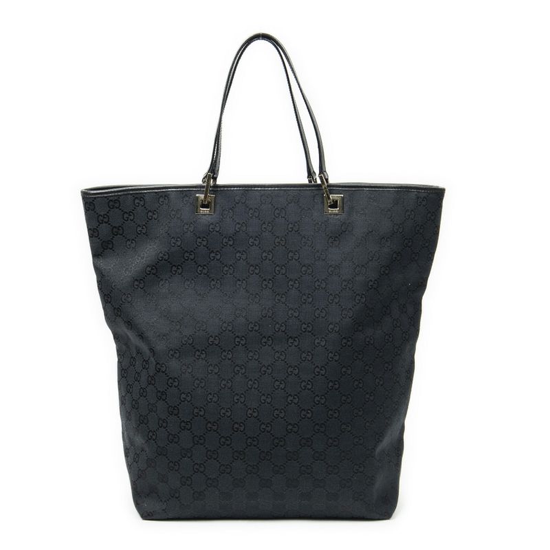 Gucci Large Vertical Shape Open Tote Black GG Canvas A