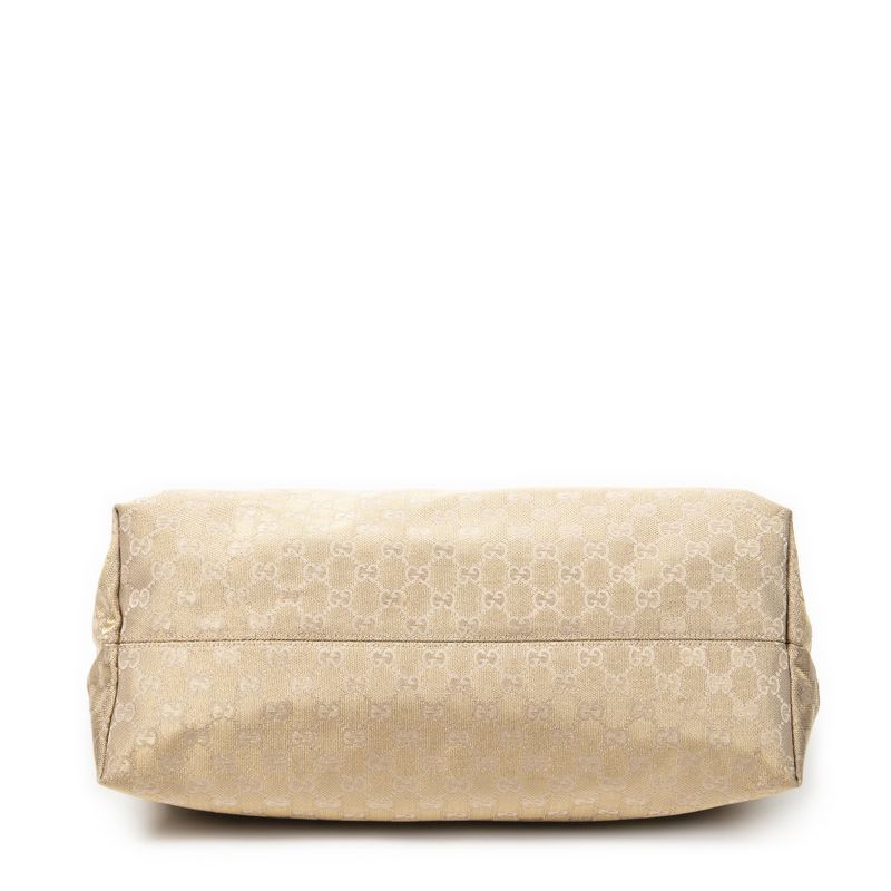 Gucci Large Web Oriental Tote Bag Gold Metallic GG Canvas A