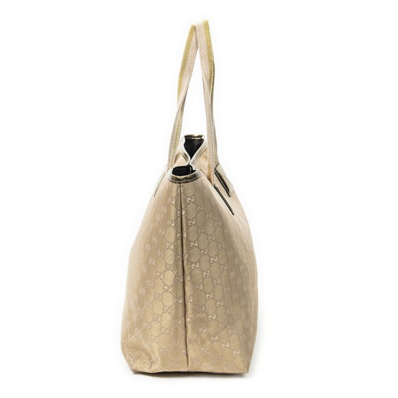 Gucci Large Web Oriental Tote Bag Gold Metallic GG Canvas A