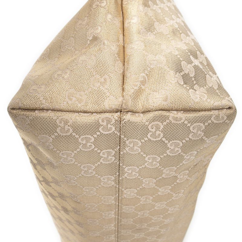 Gucci Large Web Oriental Tote Bag Gold Metallic GG Canvas A