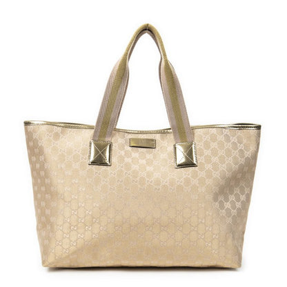 Gucci Large Web Oriental Tote Bag Gold Metallic GG Canvas A