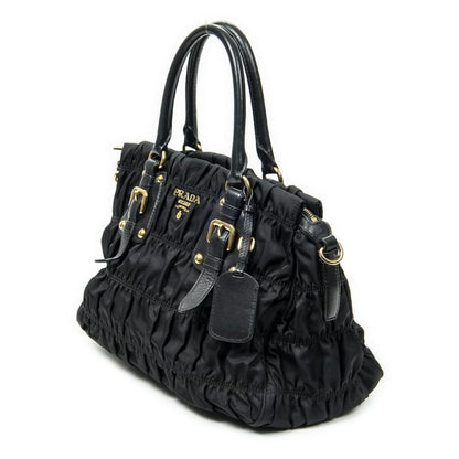 Prada Pleated Zip Tote Black Tessuto Gaufre Canvas A
