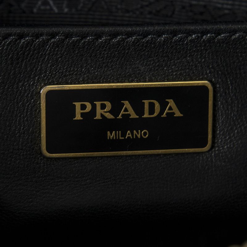Prada Pleated Zip Tote Black Tessuto Gaufre Canvas A