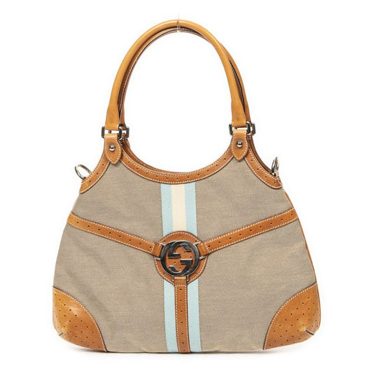 Gucci Web Rains Hobo Beige/brown Canvas AB
