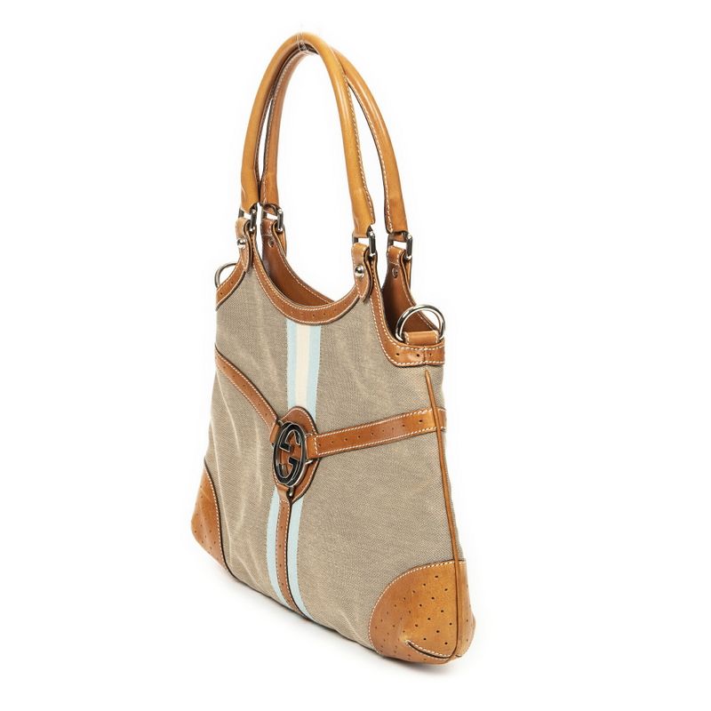 Gucci Web Rains Hobo Beige/brown Canvas AB