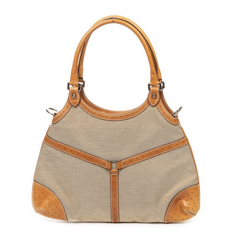 Gucci Web Rains Hobo Beige/brown Canvas AB