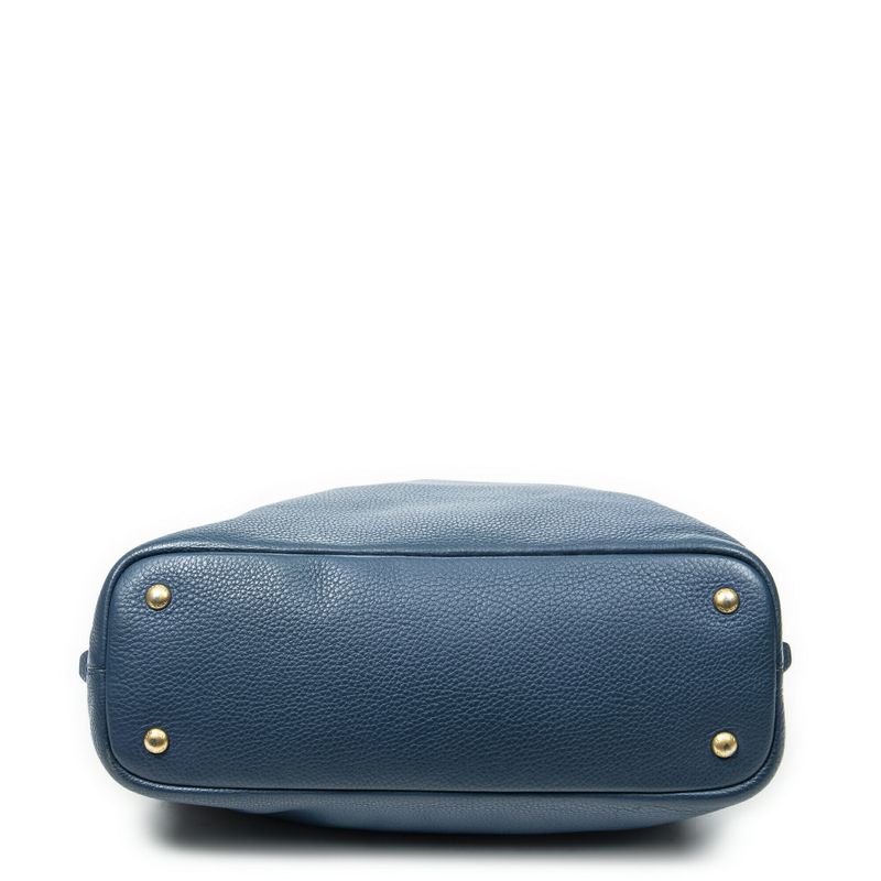 Prada Side Zip Tote Blue Vitello Dino A