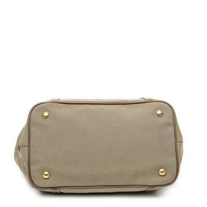 Prada Tote Bag Khaki Color Brown Jacquard Gu Canvas A