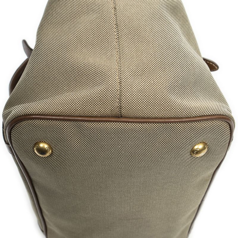 Prada Tote Bag Khaki Color Brown Jacquard Gu Canvas A
