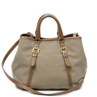 Prada Tote Bag Khaki Color Brown Jacquard Gu Canvas A